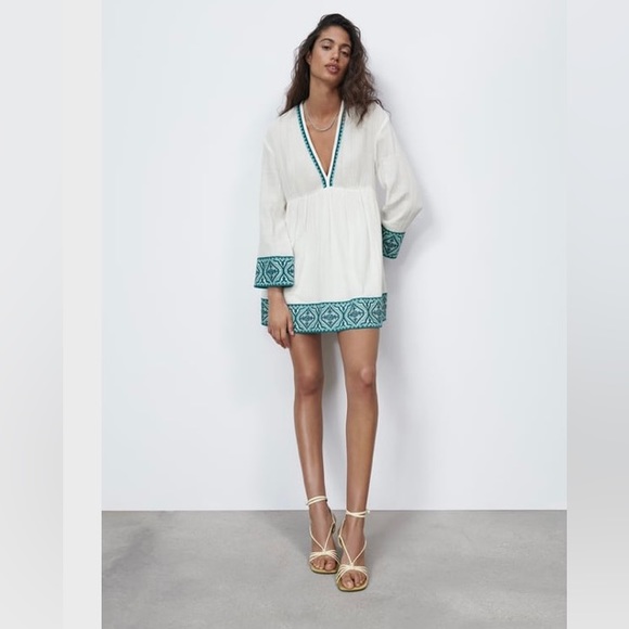 Zara Dresses Zara Deep V Gauze Dress Poshmark